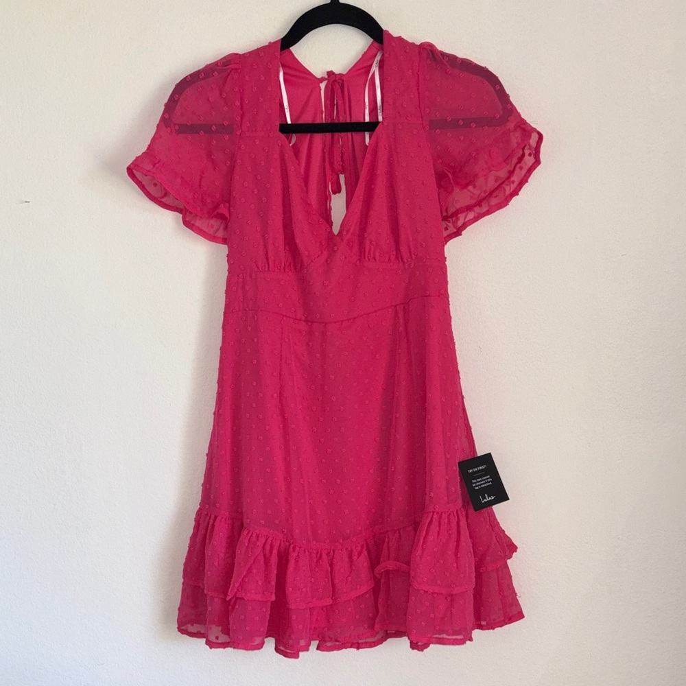 NWT Lulus Pink Dotted Mini Dress - M